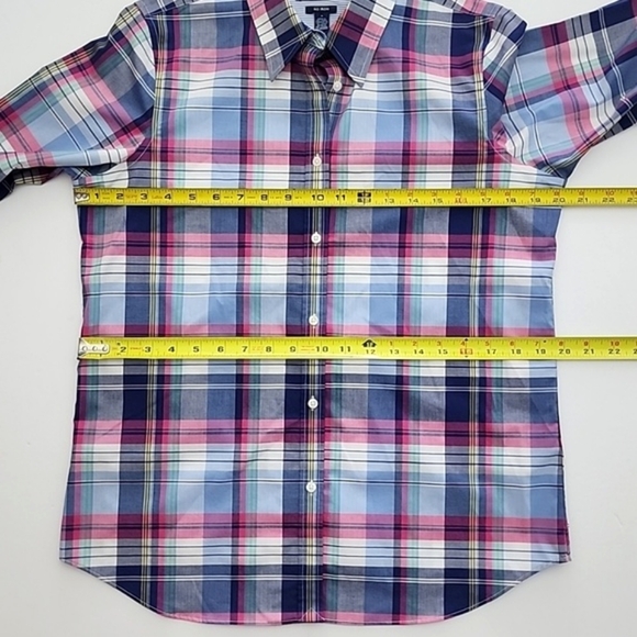 CHAPS  Women's No Iron Button Down Pink Blue Plaid Shirt 100% Cotton Sz M - Picture 15 of 15